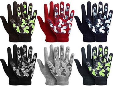 Syhood 6 Pairs Stretch Winter Kids Gloves Camouflage Full Fingers Gloves for Boys 5-8 Years old (Classic Colors, Medium)