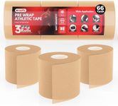 Wrapify Pre Wrap Athletic Tape - 3 Rolls Beige Prewrap Headbands for Hair - 66 Yards Sports Prewrap Athletic Tape for Knee, Ankle, Wrist - Foam Underwrap for Soccer, Basketball & Volleyball