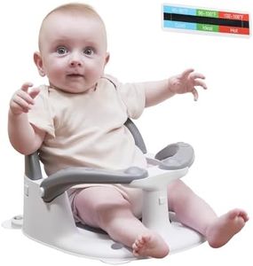 Wddbb Baby Bath seat for Babies 6 Months & up, 360° Stable Toddler Bath Chair with one-Touch Button, Back Hollow Design, Water Temperature Card & 4 Suction Cups for Safety (Gray)