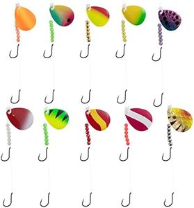 Dr. Fish 10 Pack Walleye Spinner Rig Kit, 47 Inches, 15LB Mono Crawler Harness Live Bait Rigs Colorado Spinner Blades Snelled Hooks Octopus Hooks Freshwater Walleye Fishing Rigs