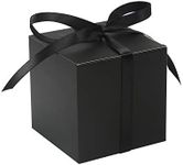 COTOPHER 60pcs Wedding Favor Boxes, Paper Gift Boxes 3x3x3 Inches Small Gift Boxes with Ribbons Small Boxes for Gifts, Crafting, Cupcake, Candy, Bridesmaid Proposal Boxes，Easy Assemble Boxes (Black)