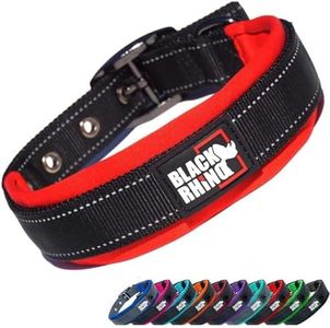 Black Rhino - The Comfort Collar Ultra Soft Neoprene Padded Dog Collar for All Breeds - Heavy Duty Adjustable Reflective Weatherproof (XLarge, Red/Black)