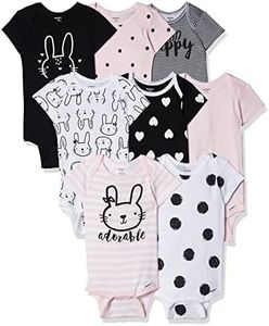 Gerber Baby Girls' 8 Pack Short-Sleeve Onesies Bodysuits, Pink Bunny, Newborn