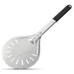 G.a HOMEFAVOR Perforated Turning Pizza Peel, 9 Inch Aluminum Pizza Paddle with Non-Slip Heat Resistant Handle, Pizza Shovel for Homemade Pizzas Bread