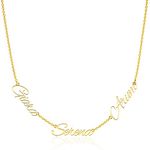 Custom 1-4 Name Necklace Personalized 18k Gold Plated Sterling Silver Customized Multi Nameplate Pendant Stacking Choker Dainty Jewelry Birthday Gift for Women Girls Mom (3 name)