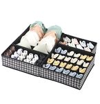 House Of Quirk Set Of 4 Foldable Storage Box Drawer Divider Organizer Closet Storage For Socks Bra Tie Scarfs (Black Houndstooth, Fabric) - Clothing