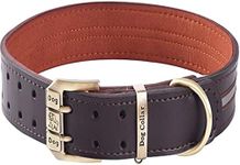 Reflective Genuine Leather Dog Collar Adjustable Soft Padded for Small, Medium Large and Extra Large Breed Dog Collars (Brown XL(Neck 50cm-64cm))