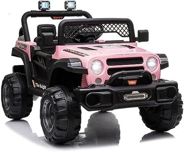 Kids Republic 12V Truck 1 seater Ride-On Car with 2 Open Doors, Realistic LED Lights, 2.4G Remote Control, MP3 Player with Music, Horn - Battery Powered Electric Vehicle Gift for Boys and Girls (Pink)