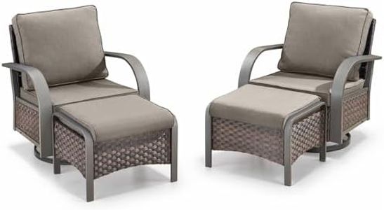 Belord 4 Pieces Patio Furniture Sets - Swivel Rocker Outdoor Chairs with Ottomans, All Weather Wicker Swivel Furniture Glider Seating Set for Porch Deck Sunroom Backyard