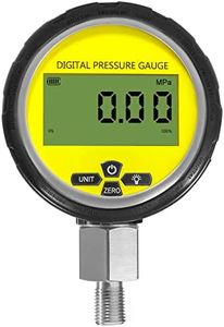 10000PSI Digital Hydraulic Pressure Gauge Pressure Manometer Pressure Sensor with 1/4-Inch NPT Connector Base Entry 700BAR/70Mpa 3.15" Dial Size (Black Silicone Protective Boot)