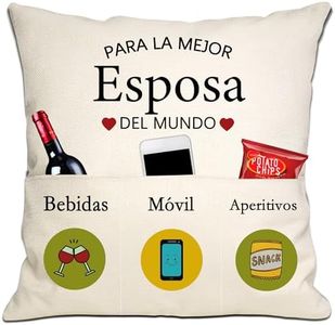 Regalo de Esposa Mejor Esposa del Mundo Fundas de Cojín 18x18 Pulgadas con 3 Bolsillos para Esposa Regalo de Cumpleaños Día de San Valentín (Esposa)