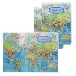 kwmobile 3x Passport Holder Protective Cover - PVC Passport Cover for Men and Women - Essential Travel Accessory - World Trip Blue/Green/White