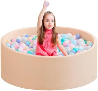 Zedachica Ball Pit for Toddlers 47.24''x15.75'' Baby Ball Pit Soft Memory Foam Pit Round Lagre Kids Ball Pool Indoor and Outdoor Game Kids Play Ball Pool Ideal Gift for Children (Beige, NO Balls)