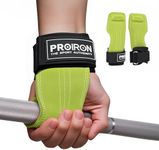 PROIRON Weight Lifting Wrist Straps Double Layer Leather Weightlifting Wrist Strap Heavy Duty Power Wrist Straps Hand Grip Support for Deadlifts, Pull Ups, Shrugs for Men and Women Green M