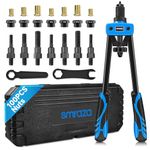 Smraza 14'' Rivet Nut Tool with 100PCS Rivnuts, Professional Rivet Nut Setter Kit, Hand Blind Riveter with 7PCS Metric & Inch Mandrels, Rugged Carrying Case 10-24 M6 M8 M10 1/4-20, 5/16-18, 3/8-16