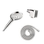 hansgrohe Raindance Select S Adjustable 5-inch Handheld Shower Head Set Modern 3 Spray PowderRain, Full and Massage Easy Install with Hose in Chrome, 2.5 GPM, 04913000