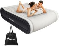 YITAHOME Luxury King Size Air Bed with Integrated Pillow & Built-in Electric Pump, Inflatable Mattress, Quick Self-Inflation/Deflation Blow Up Airbed for Guest, Camping, King Size, Grey & Black