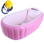 Inflatable Baby Bath, with air Pump Portable Baby Toddler Bath,Non-Slip Travel Bathtub,Mini air Swimming Pool,Non-Slip Travel Bathtub, Children's Foldable Shower tub (Pink)