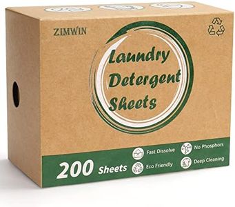 Zimwin Laundry Detergent Sheets, 200 Count, Fragrance Free, Eco-Friendly, Plastic-Free, Hypoallergenic, Liquidless Washing Supplies for Dorm Travel Camping