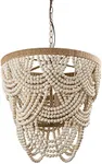 Parrot Uncle Ceiling Light Fixture Wooden Beaded Bohemia Chandelier Lights Hanging Ceiling Lamp, Off-White