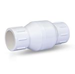 Midline Valve 4I2T112 PVC Inline Check Valve for Backflow Prevention 1-1/2'' Solvent Connections White Plastic