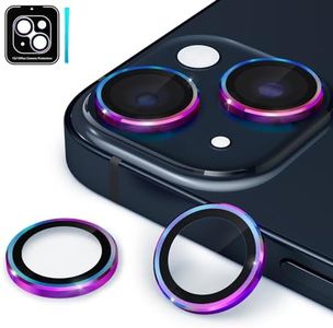 CloudValley for iPhone 15 Plus/iPhone 15 Camera Lens Protector, Ultra-HD Tempered Glass Camera Cover [Case-Friendly] Metal Individual Lens Screen Protective Ring, Colorful