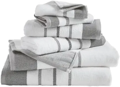 Decorative Bath Towel Set - Combed Cotton 6 Piece Towel Set - 2 Bath Towels, 2 Hand Towels, 2 Washcloths - Luxurious, Ultra-Soft, Durable Towels for Bathroom Decor (Dark Grey/Light Grey)