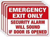 Emergency Exit Only - Security Alarm Will Sound If Door Is Opened Sign, 4 Pack, 10 x 7 inch .40 Rust Free Aluminum, UV Protected, Weather Resistant, Waterproof, Durable Ink, Easy to install