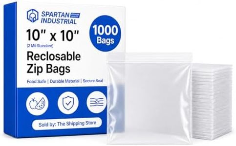 Spartan Industrial - 10” X 10” (1000 Count) 2 Mil Clear Reclosable Zip Plastic Poly Bags with Resealable Lock Seal Zipper