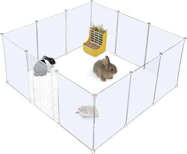 Ricjurzzty Pet Playpen Portable Small Animals Playpen, Rabbits Fence Yard Fence for Guinea Pigs,Bunny,Hamsters, Hedgehogs, Puppies-17.7''x13.7'' (Transparent - 28 Panels(Contain 1 Door))