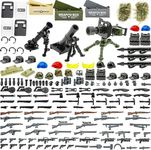 BloxBrix 210 pcs Weapons-Machine-Guns-Rifles Compatible with Major Brands, Minifigures-add-ons-Militarybase-Toy-Soldiers-Police, WW2-Modern-Swat-Battle-Ammo-Belt-gas mask-Decations for Army-Men