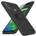 for Cricket Magic 5G /AT&T Propel 5G Phone Case with Glass Screen Protector, 360° Rotatable Ring Holder Magnetic Kickstand/Stand Silicone Shockproof Protective Cover Case for Cricket Magic 5G - Black