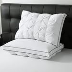 BPC Luxury Goose Feather Down Pillows King Size, Gusseted Hotel Bed Pillows for Sleeping, 100% Organic Cotton Cover, Surround Polyester Fill, Soft Fluffy for Sleepers (18"x34" + 2" Gusset, Pack of 2)