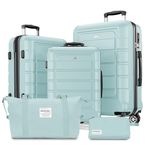 SHOWKOO Luggage Sets Expandable PC+ABS Durable Suitcase Double Wheels TSA Lock 5pcs Mint Green