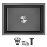 MENATT 20-Inch Undermount Kitchen Sink Black, 18 Gauge Stainless Steel Handmade Single Bowl Kitchen Sink Undermount (20x16x9 Inch)