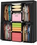 YOUUD Portable Closet Wardrobe Storage Closet Clothes Portable Wardrobe Storage Closet Organizer Portable Closets Wardrobe Closet Organizer Shelf Wardrobe Clothes Organizer Standing Closet Black