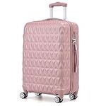 Large Lightweight ABS Hard Shell Travel Hold Check in Luggage Spinner Suitcase with 4 Wheels (Rose Gold)