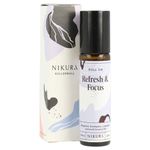 Nikura Refresh & Focus Roll On Essential Oil Blend - 10ml | for Study, Focusing, Anxiety, Aromatherapy | Use on Skin, Temples, Pulse Points, Wrists, Neck