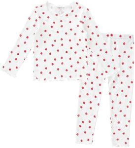 pureborn Baby Pajamas Set Pjs - Little Girl Long Sleeve Snug Fit Cotton Sleepwear 2pcs Strawberry 12-18 Months
