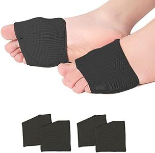 Metatarsal Gel Sleeve Pads Half Toe Bunion Sole Forefoot Cushion Half Socks Prevent Calluses Blisters Feet Care Tool (one size fit most women&men, Black)
