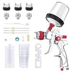 GATTLELIC HVLP Spray Gun Kit with 10pcs 600cc Mixing Cup and Lids, Air Spray Paint Gun with 1.4/1.7/2mm Nozzles, Automotive Paint Sprayer for Car, House Painting, Furniture, Body Repair