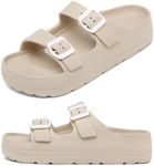Women Platform Sandals with Arch Support, Adjustable Buckle EVA Orthotic Sandal, Comfort Foam Slide Lightweight Thick Soles