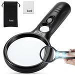 Magnifying Glass with Light, BUSATIA LED Illuminated Magnifier with 3X 45X High Magnification, Lightweight Handheld Magnifying Glass for Reading, Inspection, Jewellery, Hobbies & Crafts