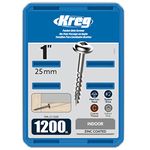 Kreg SML-C1-1200 1" Washer Head Coarse Thread Number 8 Zinc Coated Pocket Hole Screws (1200 Count)