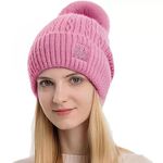 Tomorrow Winter Beanie for Women and Girls - Stay Warm and Stylish with our Cute Pom Pom Beanie - Fleece Lined, Soft Knit, and Trendy Winter Fashion Hat (Rose Pink)