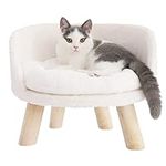 Susire Elevated Pet Sofa Chair: Puppy Nordic Round Stool Bed with Removable Cozy Warm Pad Waterproof - Cute Pet Snuggle Sofa Couch with Sturdy Wood Legs for Small Dog Kitten