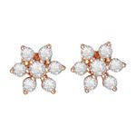 ZAVYA 925 Sterling Silver Cubic Zirconia CZ Designer Floral Star Rose Gold Plated Stud Earrings | With Certificate of Authenticity & 925 Hallmark | Gift for Women & Girls