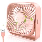 Jsdoin USB Fan USB Desk Fan Small Desktop Cooling Mini Personal Fan, 3 Speeds Desk Desktop Cooling Fan 360° Rotation Adjustment, Strong Wind Small Powerful Fan for Office,Home,Outdoor (Pink)