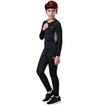 MeetHoo Thermal Underwear Set for Boys, Fleece Lined Long Johns Soft Compression Base Layer for Kids (Size 8-16 Years) Black