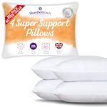 Slumberdown Pillows 4 Pack - Super Support Firm Side Sleeper Bed Pillows for Neck and Shoulder Pain Relief - Comfy & Supportive Pillow, Hypoallergenic, Made in the UK, Standard Size (48cm x 74cm)